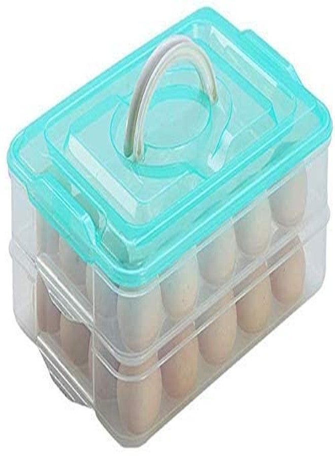 SPHP Egg Box 24 Grid Egg Storage Basket for Fridge Double layer plastic egg storage box 2 Layer 24 Grids Egg Storage Tray Box (24) - Image 2